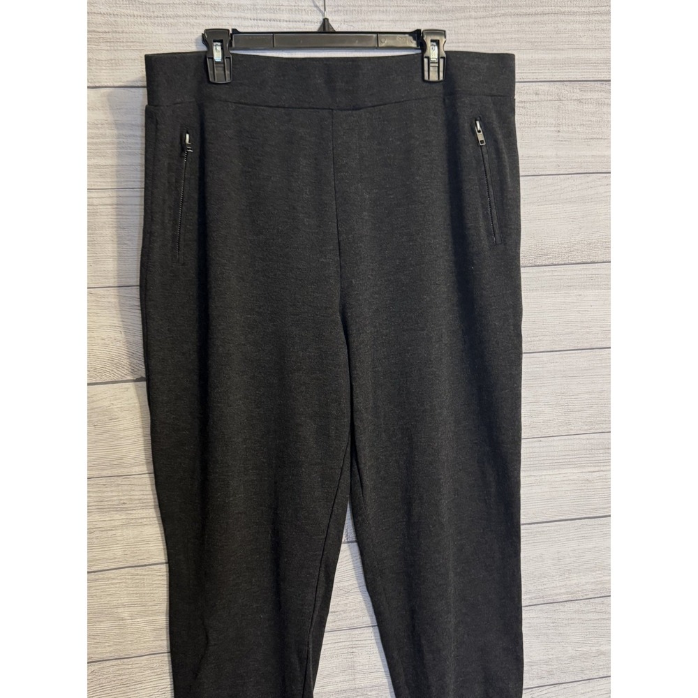 Avenue Women's Charcoal Dressy Jogger Pants 18 Zipper Pockets Stretch - Picture 2 of 7